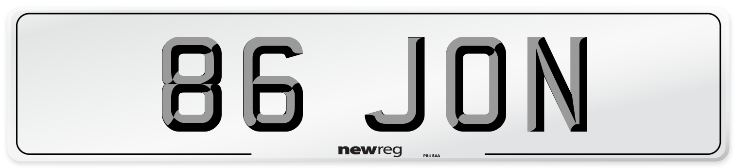 86 JON Number Plate from New Reg